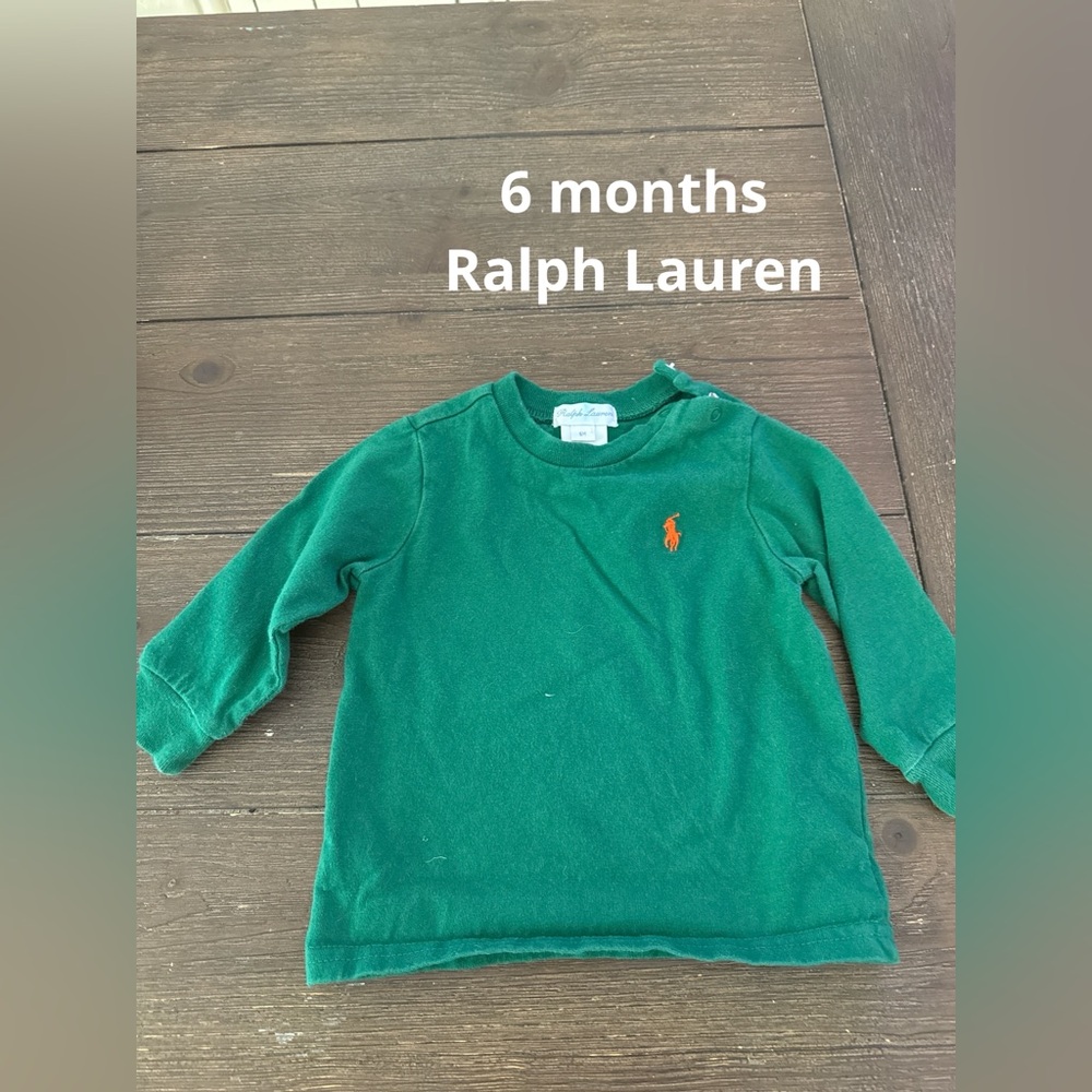 Ralph Lauren green long sleeve baby t shirt. Size 6 months